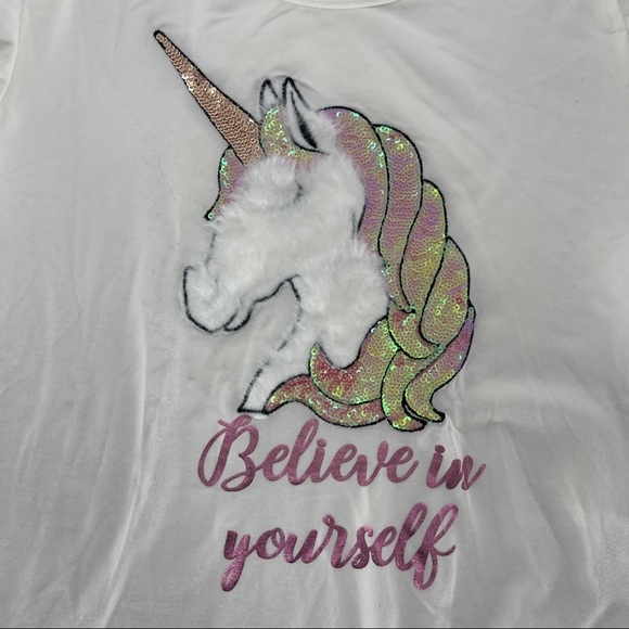 btween Unicorn Sequin Cold Shoulder Top Size 12 - Picture 4 of 8